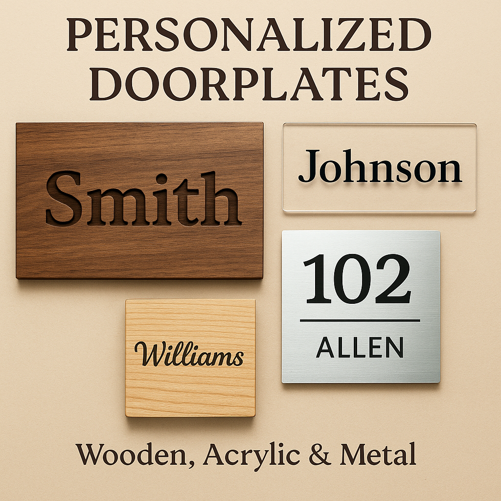 Personalized Doorplates – Wooden, Acrylic & Metal