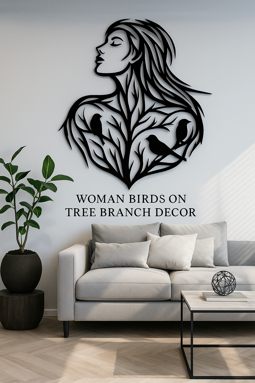 Woman & Birds Nature Wall Decor