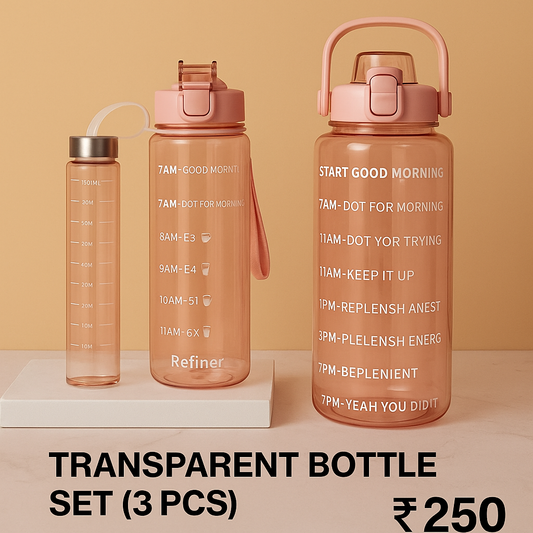 Transparent Bottle Set – 3 pcs