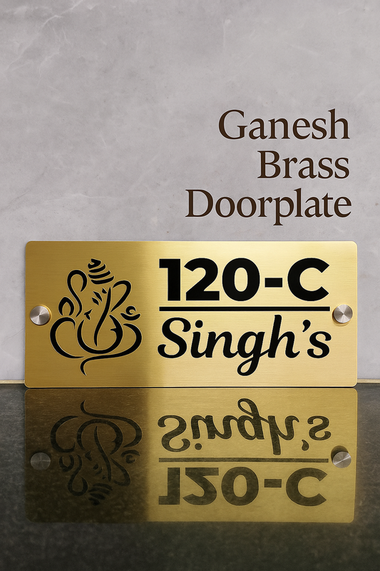 Ganesh Brass Colored  Doorplate