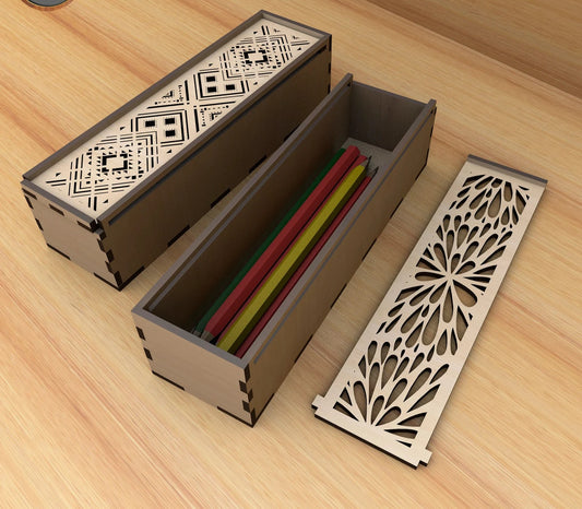 Wooden Pencil Box – Slide Lid Organizer